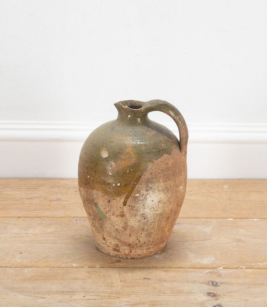 19th Century French Green Glaze Jug with Handle DA7236986