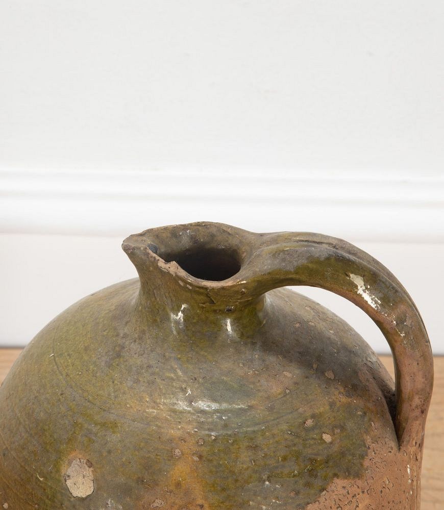 19th Century French Green Glaze Jug with Handle DA7236986