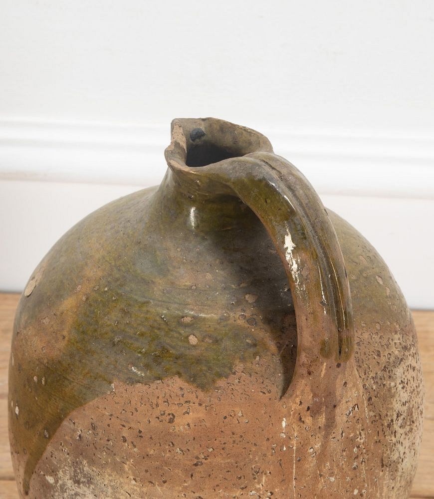 19th Century French Green Glaze Jug with Handle DA7236986