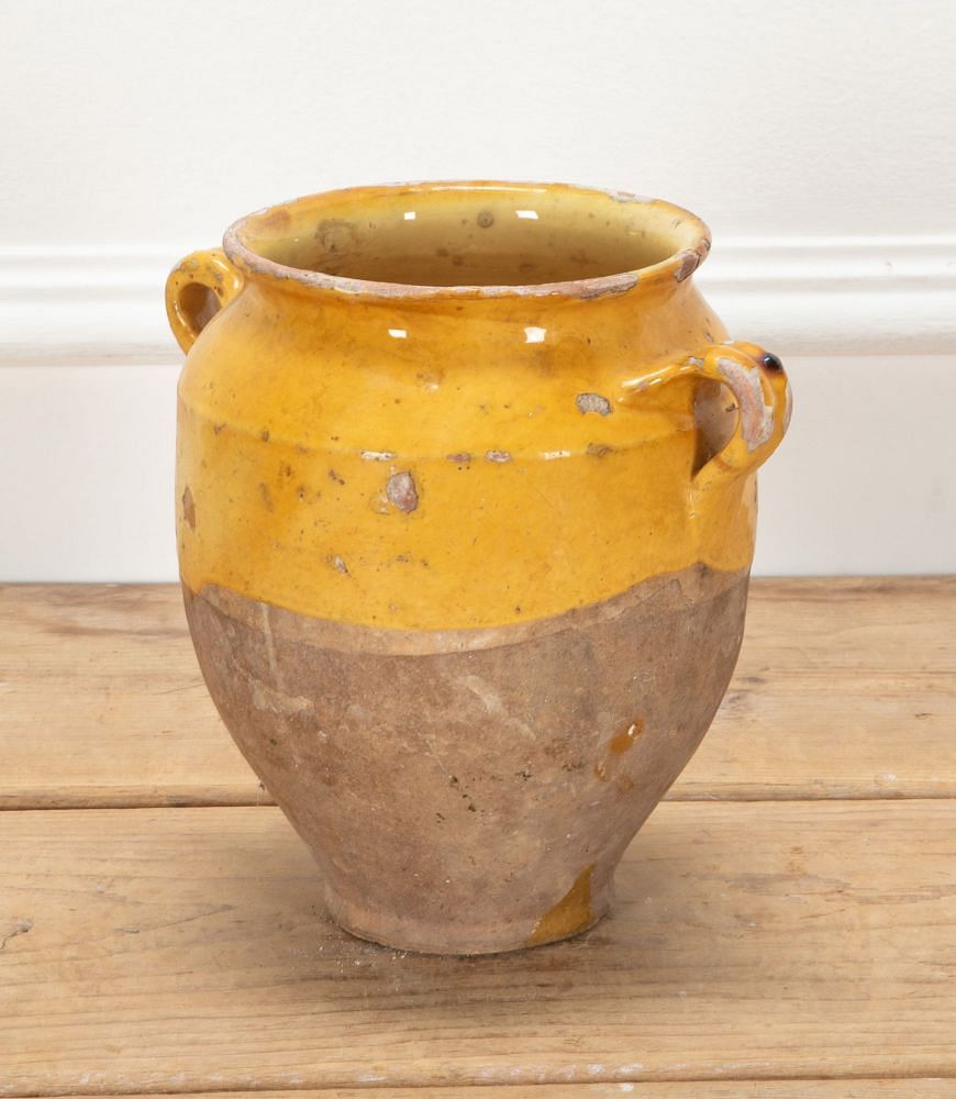 19th Century French Confit Pot with Yellow Glaze DA7240380