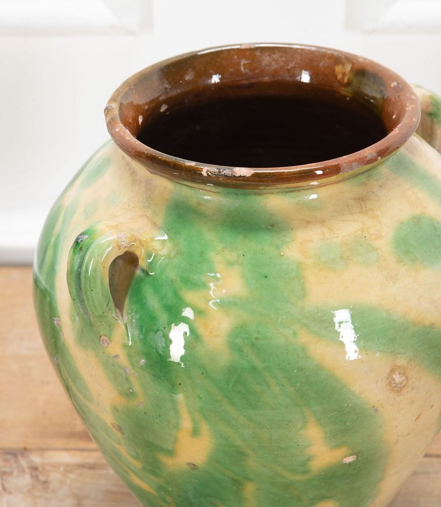 19th Century Spanish Green and Cream Glaze Vase DA7437647