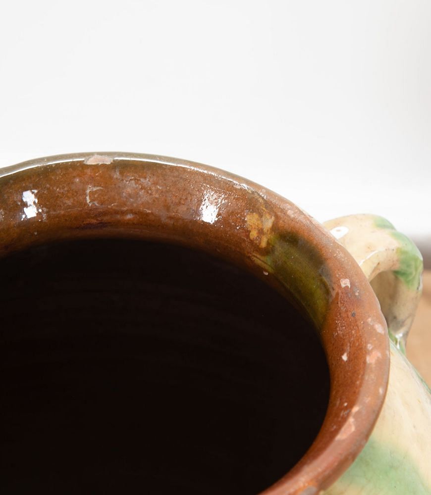19th Century Spanish Green and Cream Glaze Vase DA7437647