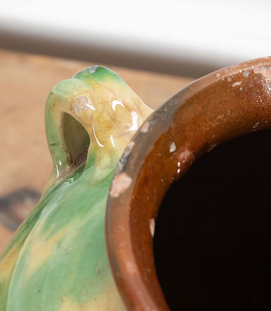 19th Century Spanish Green and Cream Glaze Vase DA7437647