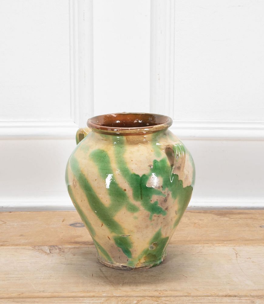 19th Century Spanish Green and Cream Glaze Vase DA7437647