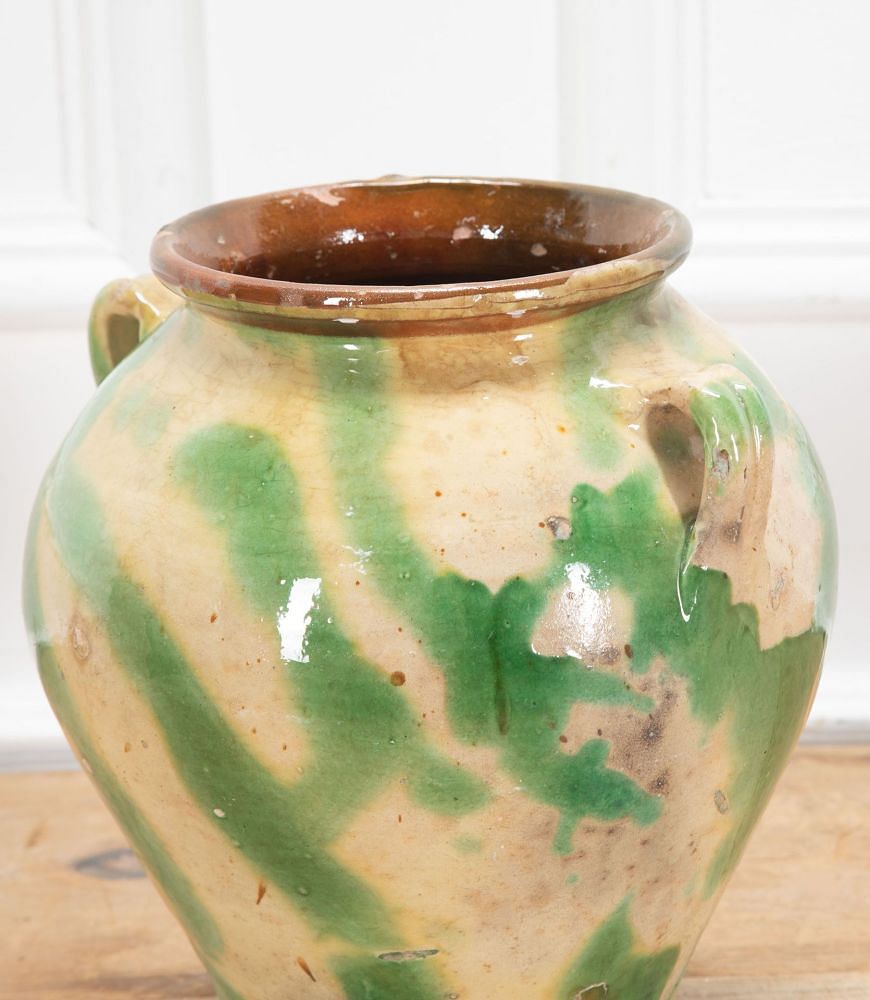 19th Century Spanish Green and Cream Glaze Vase DA7437647