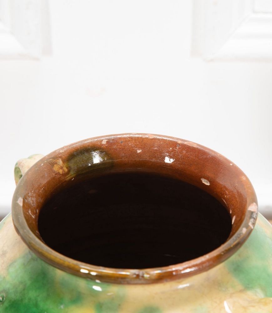 19th Century Spanish Green and Cream Glaze Vase DA7437647