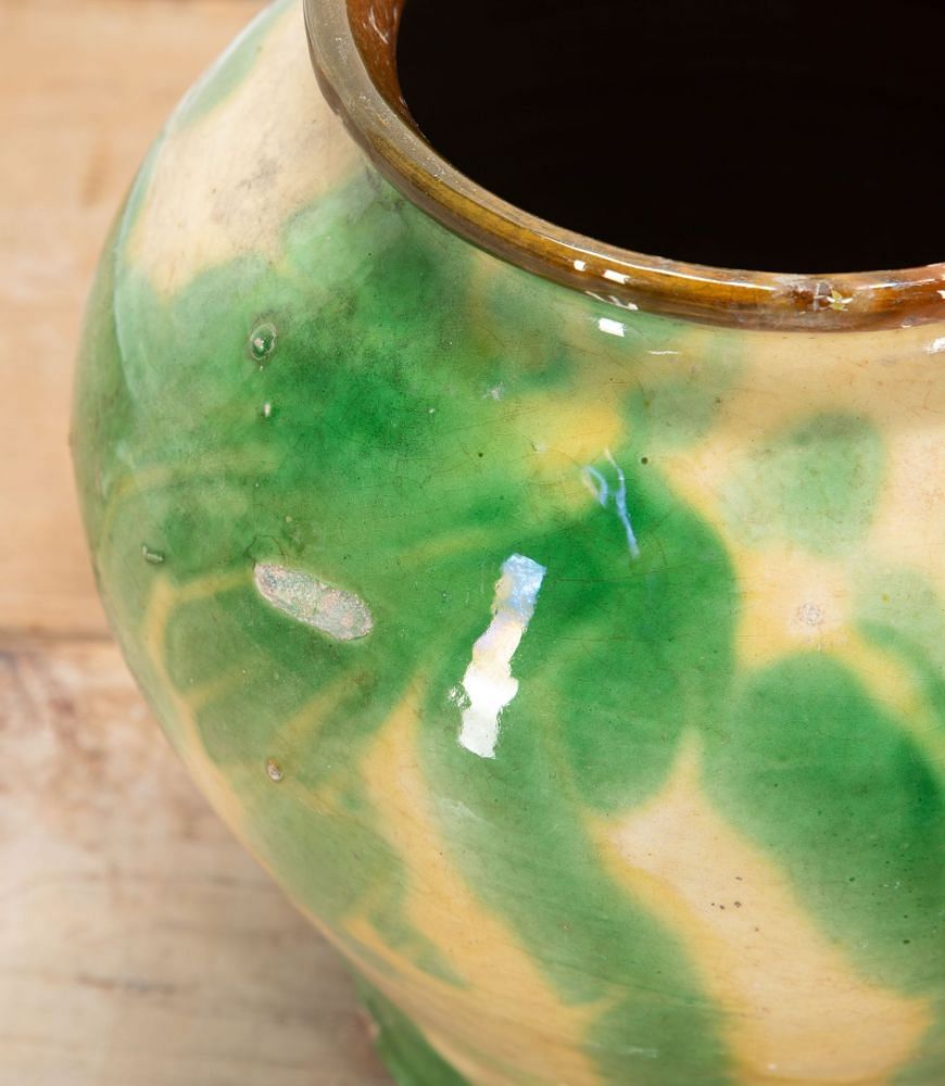 19th Century Spanish Green and Cream Glaze Vase DA7437647