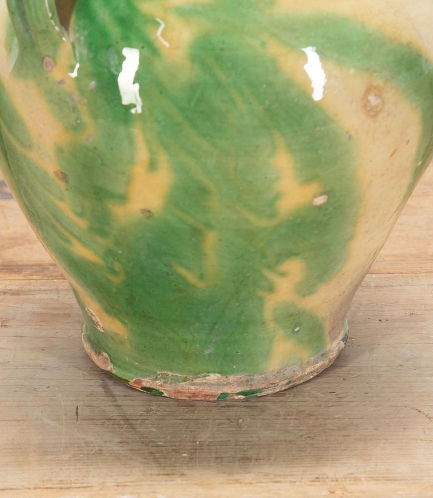 19th Century Spanish Green and Cream Glaze Vase DA7437647