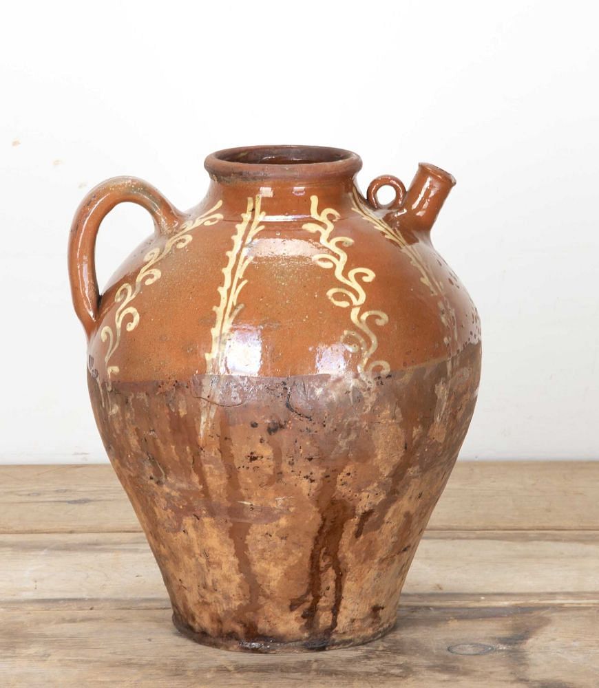 19th Century French Glazed and Decorated Terracotta Oil Jar DA7542219