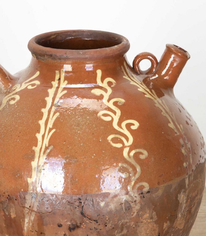 19th Century French Glazed and Decorated Terracotta Oil Jar DA7542219