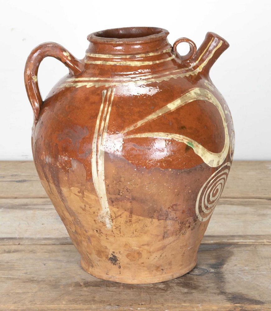 19th Century French Glazed and Decorated Oil Jar DA7542221