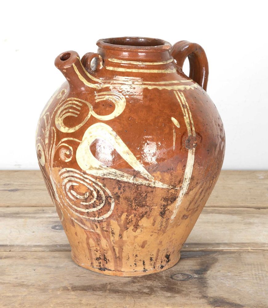 19th Century French Glazed and Decorated Oil Jar DA7542221