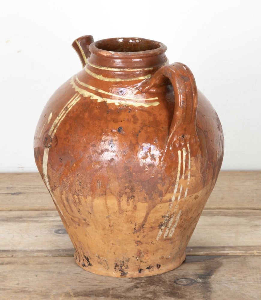 19th Century French Glazed and Decorated Oil Jar DA7542221