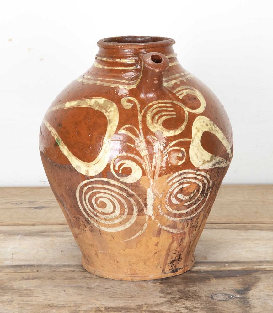 19th Century French Glazed and Decorated Oil Jar DA7542221