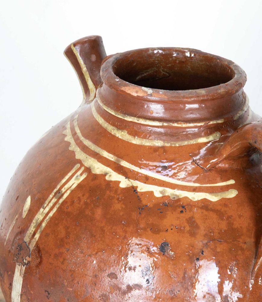 19th Century French Glazed and Decorated Oil Jar DA7542221
