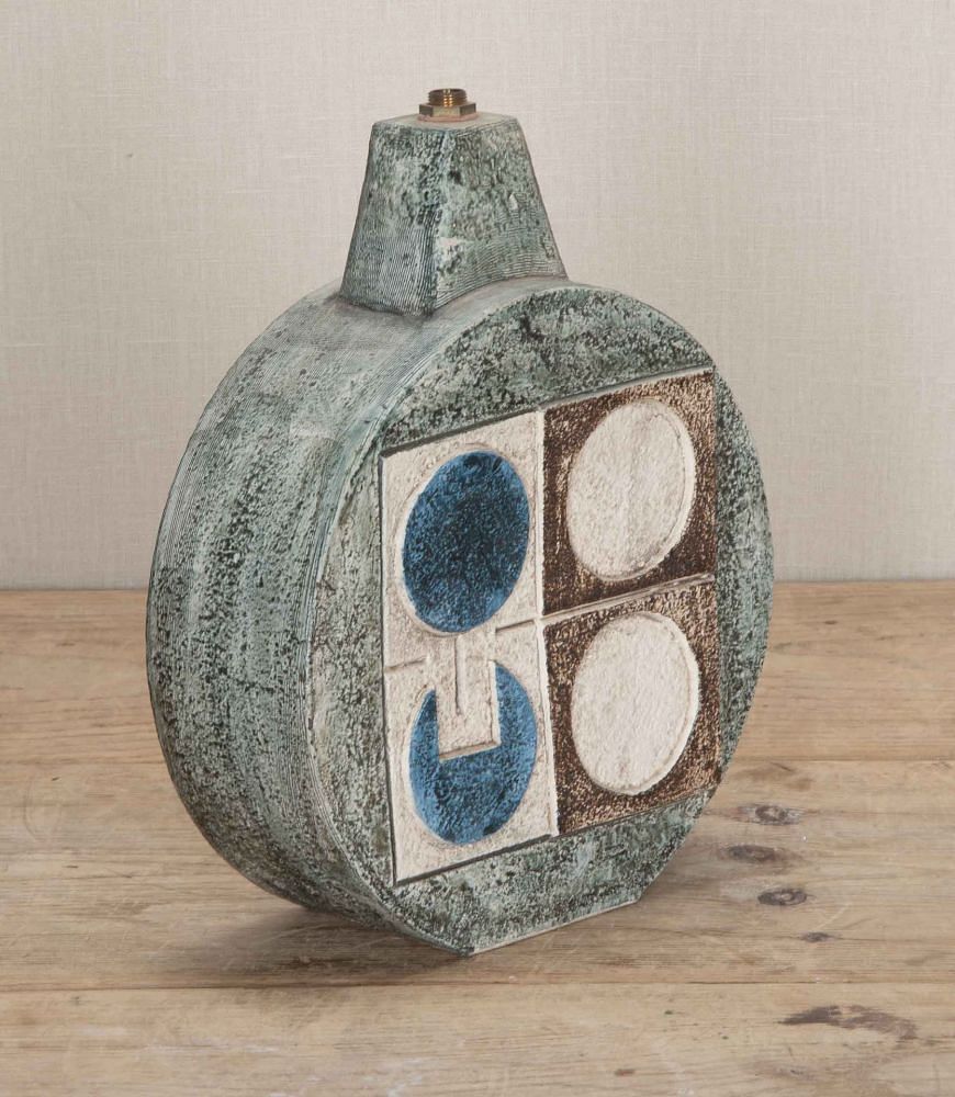 Large 20th Century English Troika Pottery Wheel Shaped Lamp Base DA8543038