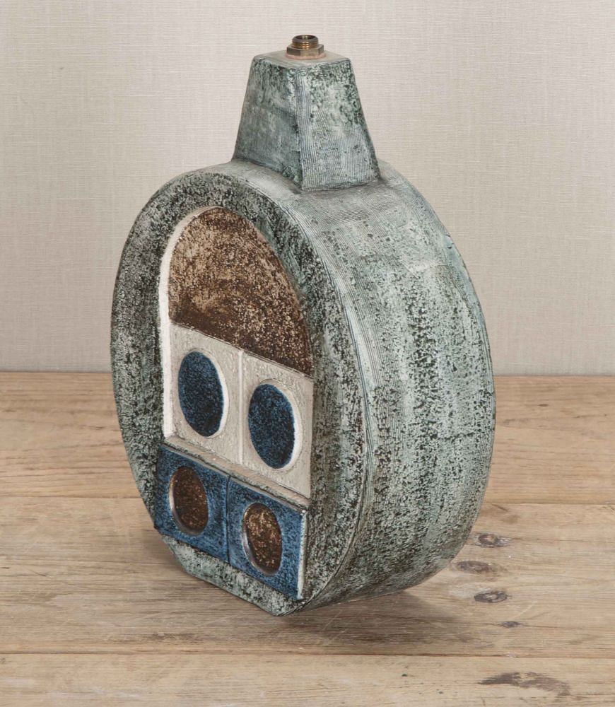 Large 20th Century English Troika Pottery Wheel Shaped Lamp Base DA8543038