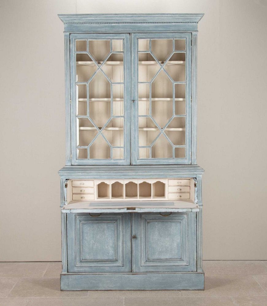 Early 20th Century English Painted Bookcase Secretaire DB5643942