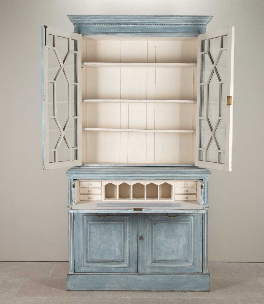 Early 20th Century English Painted Bookcase Secretaire DB5643942
