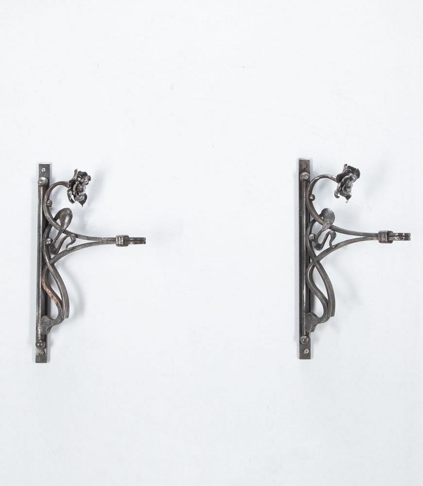 Pair Of Art Nouveau Iron Wall Brackets GA1535471