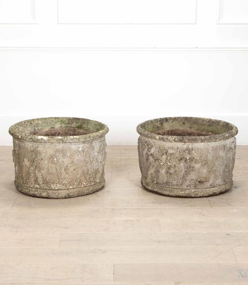 Large Pair of Early 20th Century Composition Stone Planters GA2040357