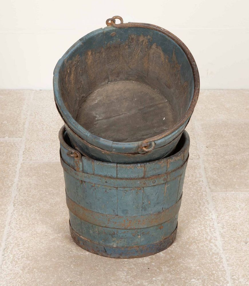 Pair of 19th Century Swedish Painted Blue Buckets GA2042112