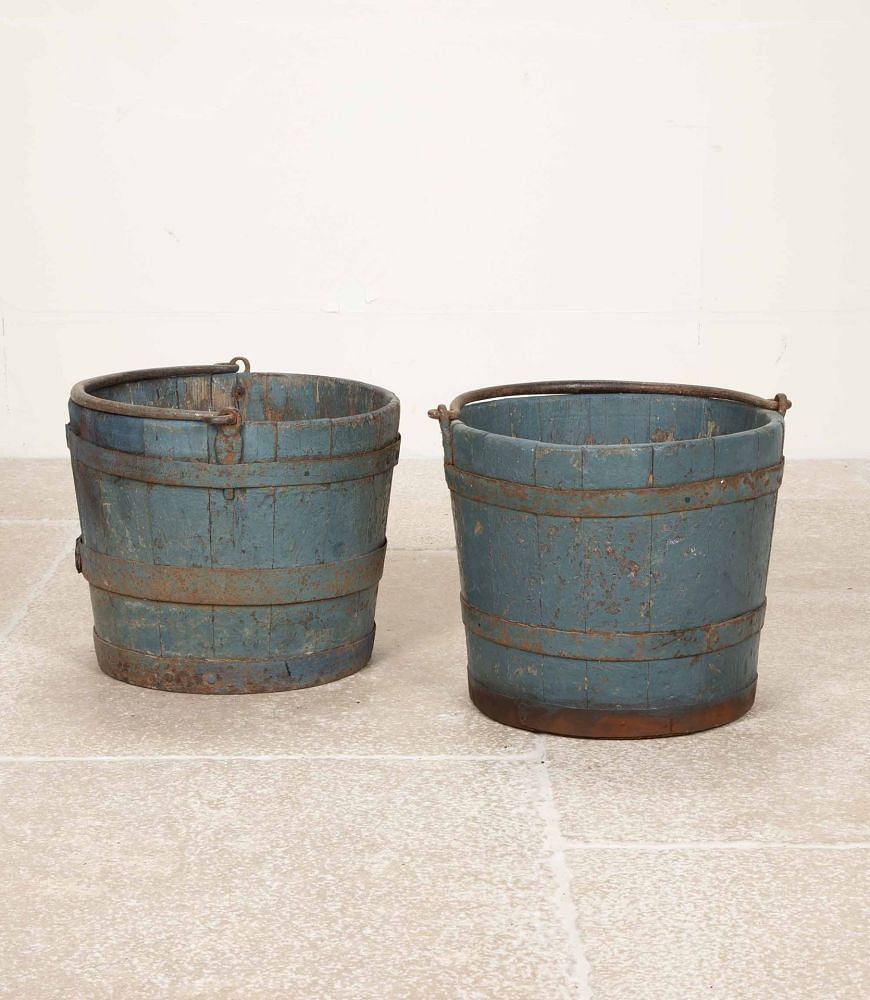 Pair of 19th Century Swedish Painted Blue Buckets GA2042112
