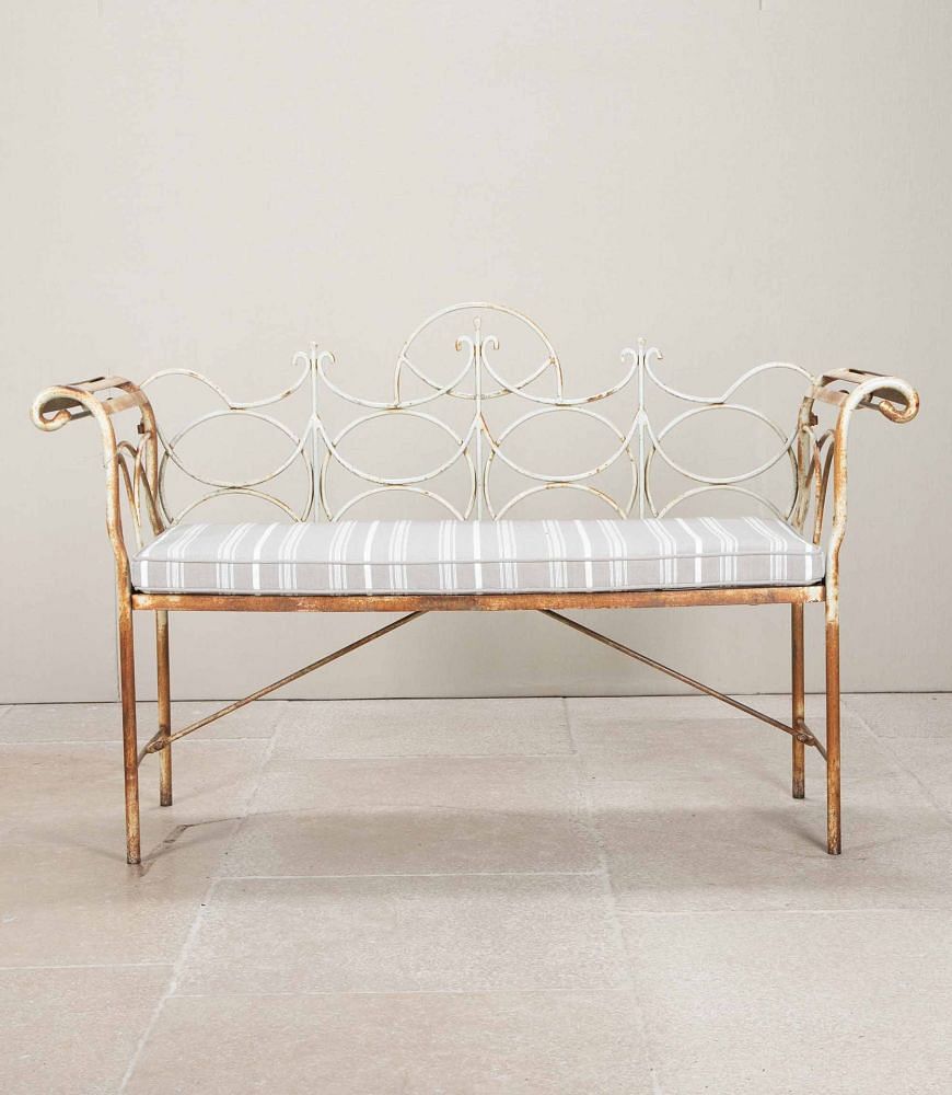 20th Century French Metal Bench with Cushion GA2043105