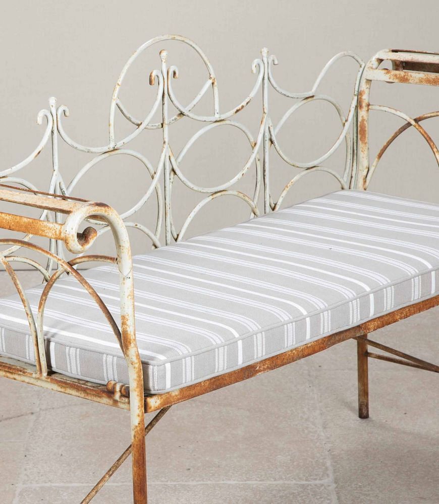 20th Century French Metal Bench with Cushion GA2043105