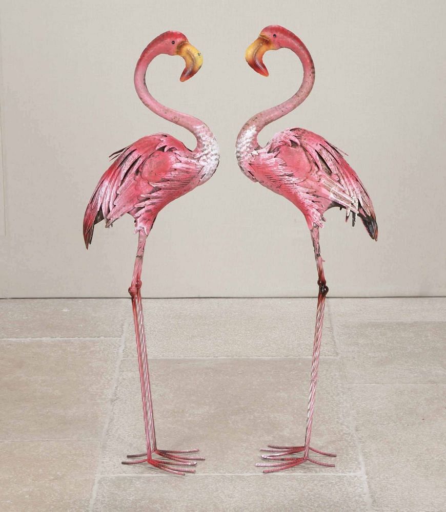 Pair of 20th Century French Pink Painted Metal Flamingoes GA2043106