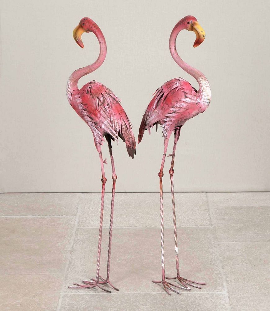 Pair of 20th Century French Pink Painted Metal Flamingoes GA2043106