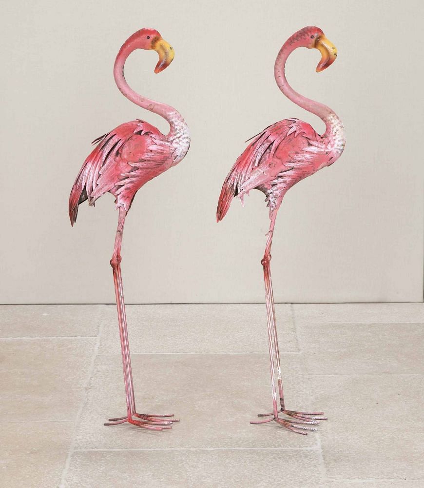 Pair of 20th Century French Pink Painted Metal Flamingoes GA2043106