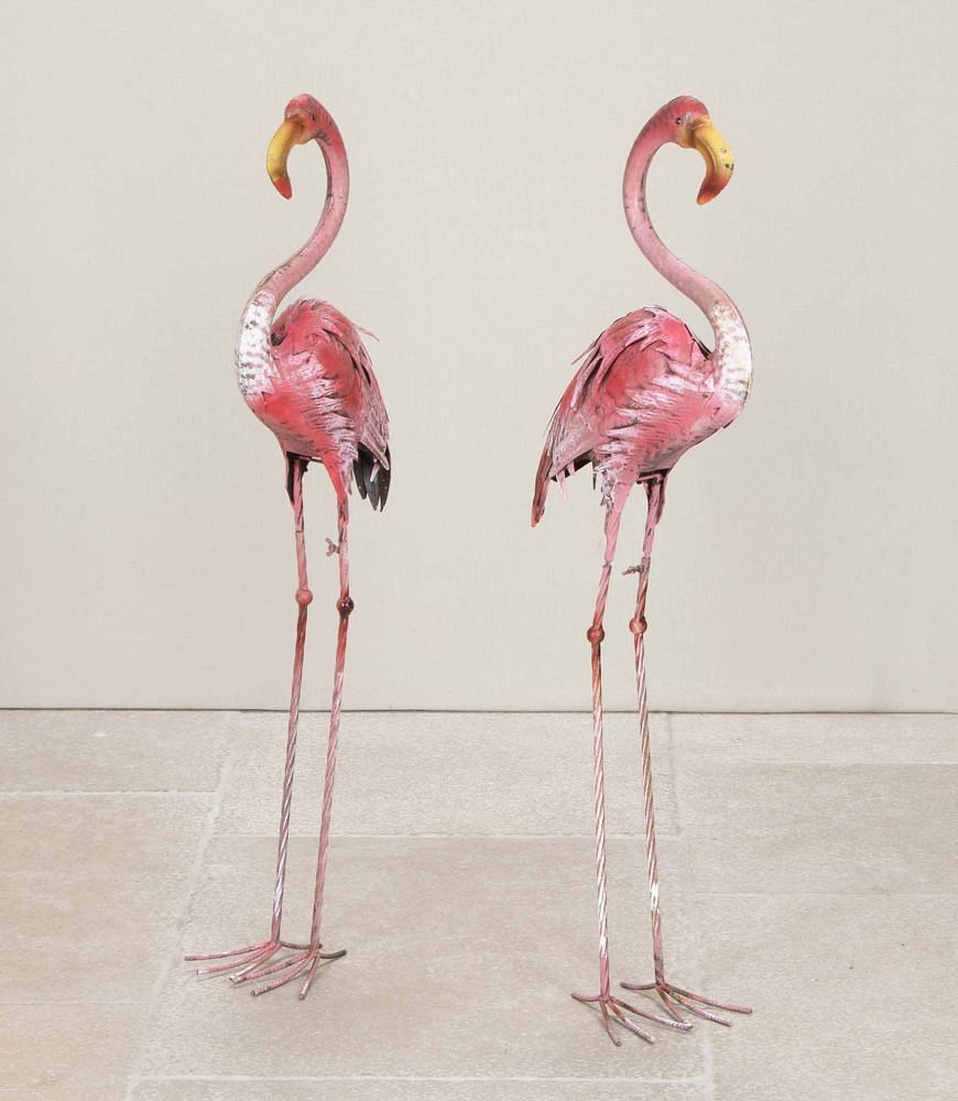 Pair of 20th Century French Pink Painted Metal Flamingoes GA2043106