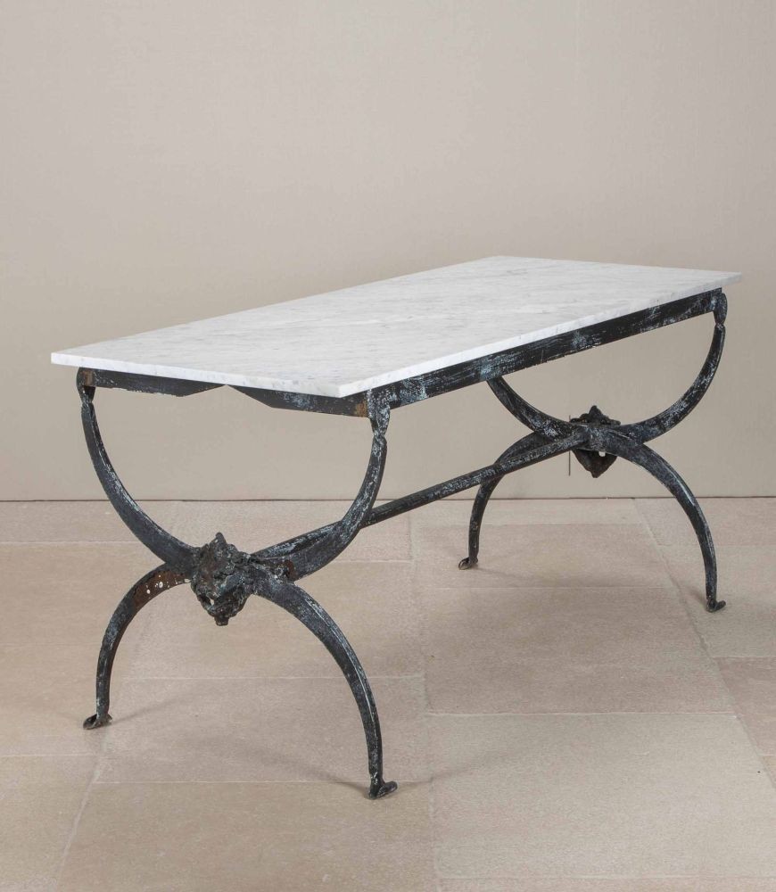 1950s French Iron and Marble Butchers Table GA3243239