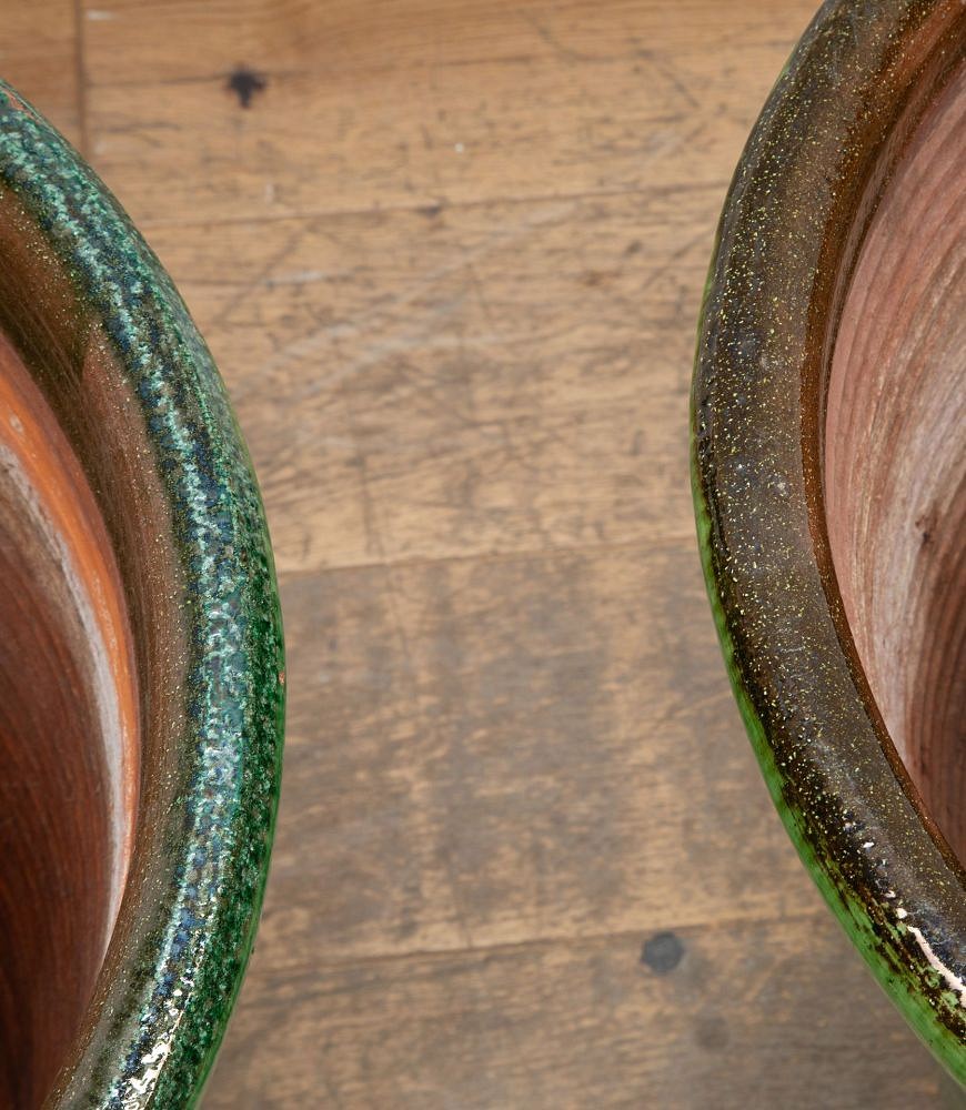 Pair of Large Early 20th Century French Green Glazed Earthenware Planters GA3439220