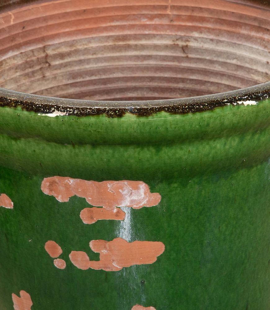 Pair of Large Early 20th Century French Green Glazed Earthenware Planters GA3439220