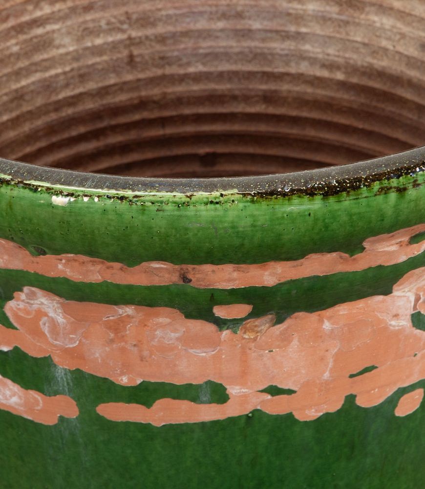 Pair of Large Early 20th Century French Green Glazed Earthenware Planters GA3439220