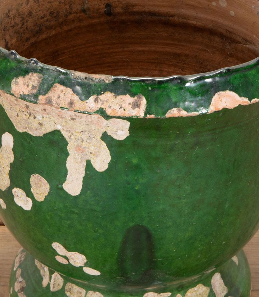 19th Century Castelnaudary Green Glaze Terracotta Planter GA3442341
