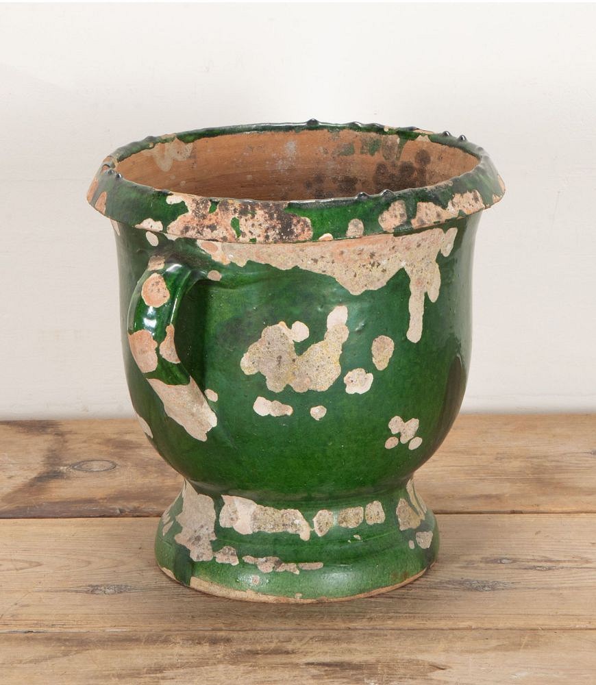 19th Century Castelnaudary Green Glaze Terracotta Planter GA3442341