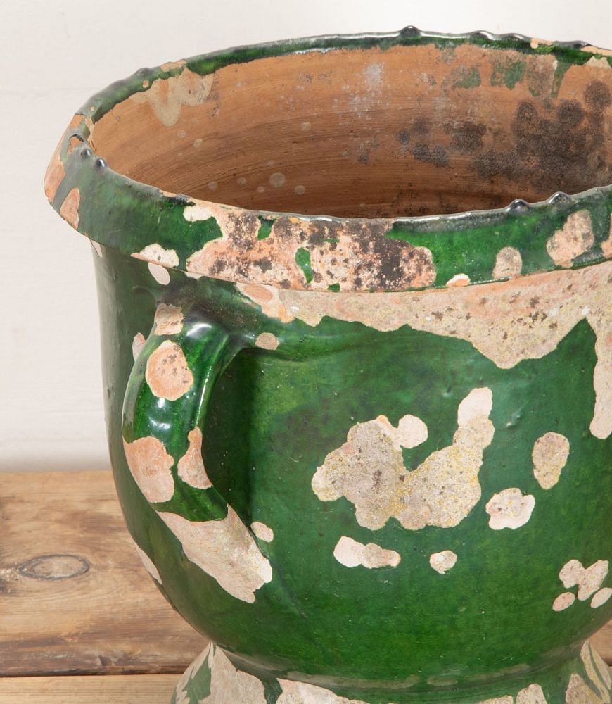 19th Century Castelnaudary Green Glaze Terracotta Planter GA3442341