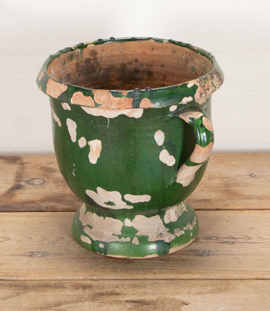 19th Century Castelnaudary Green Glaze Terracotta Planter GA3442341