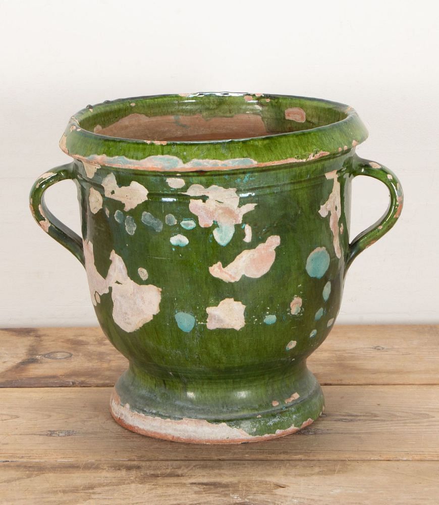 19th Century Castelnaudary Green Glaze Terracotta Planter GA3442343