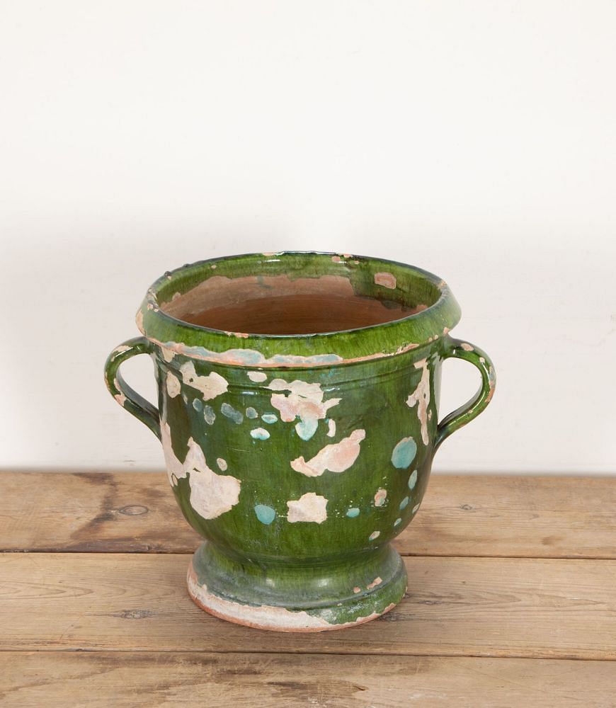 19th Century Castelnaudary Green Glaze Terracotta Planter GA3442343