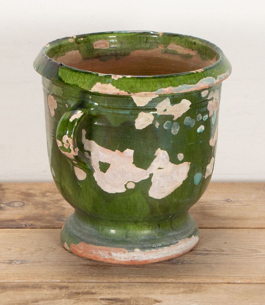 19th Century Castelnaudary Green Glaze Terracotta Planter GA3442343