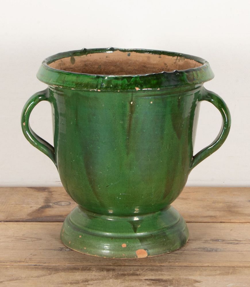 19th Century Castelnaudary Green Glaze Terracotta Planter GA3442344