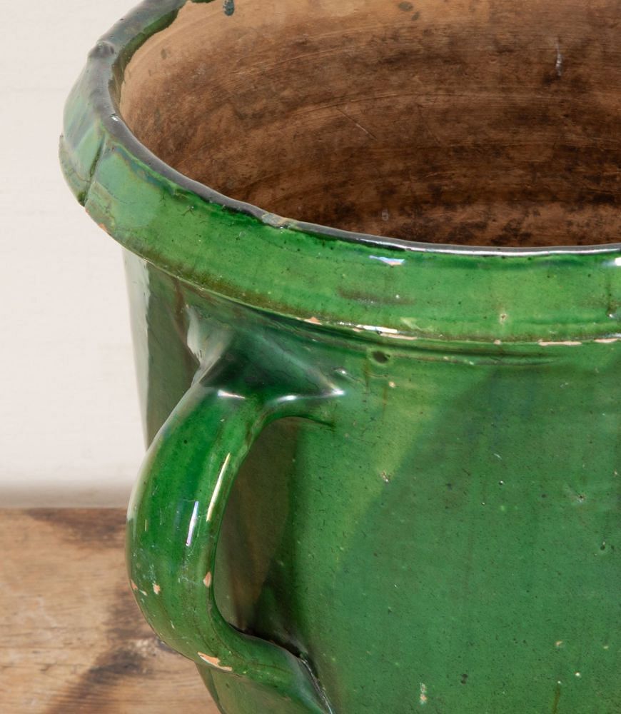 19th Century Castelnaudary Green Glaze Terracotta Planter GA3442344