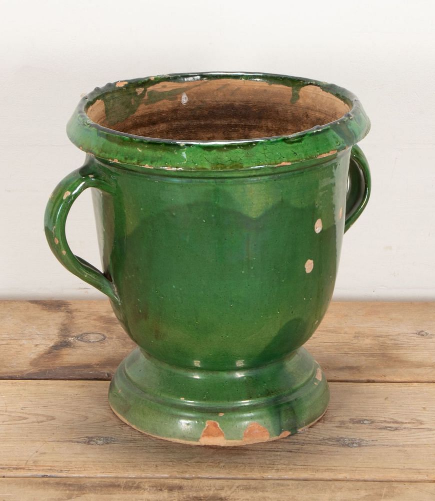 19th Century Castelnaudary Green Glaze Terracotta Planter GA3442344