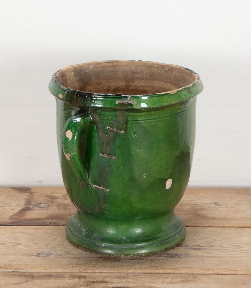 19th Century Castelnaudary Green Glaze Terracotta Planter GA3442345