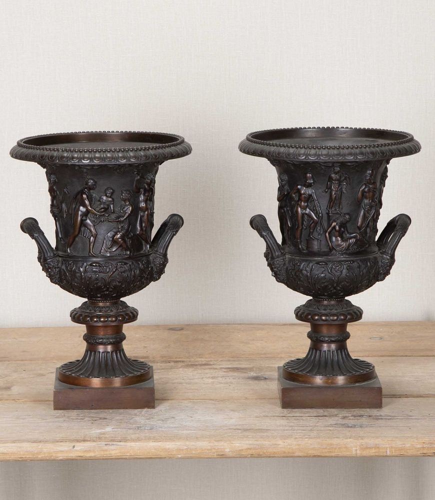 Pair of 19th Century Italian Grand Tour Bronze Medici Vases GA6330985