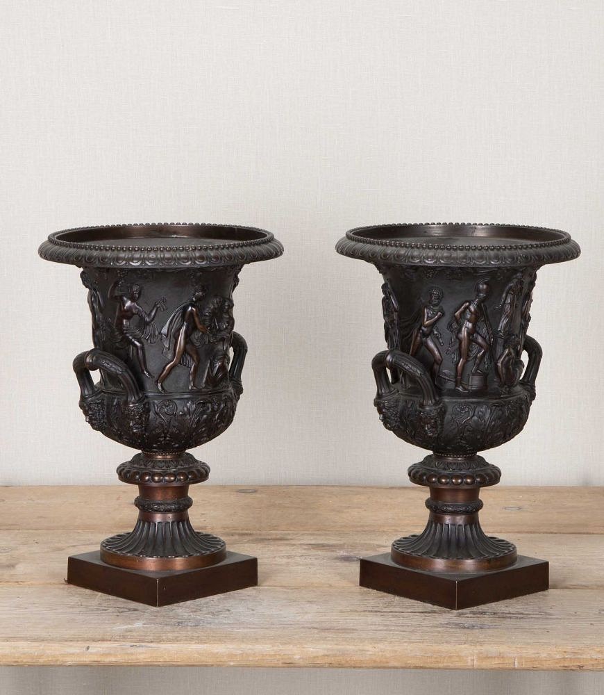 Pair of 19th Century Italian Grand Tour Bronze Medici Vases GA6330985